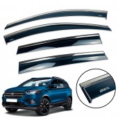 Дефлекторы окон Ford Kuga 2012-2019 (на скотче) с нерж. хром полоской Дефлекторы окон Ford Kuga 2012-2019 (на скотче) с нерж. хром полоской